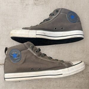 Converse high top grey and blue sneakers size 9.5